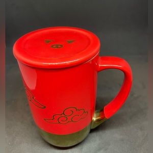 David’s Tea Nordic Mug Lunar New Year Pig Red & Gold Ceramic Tea Mug